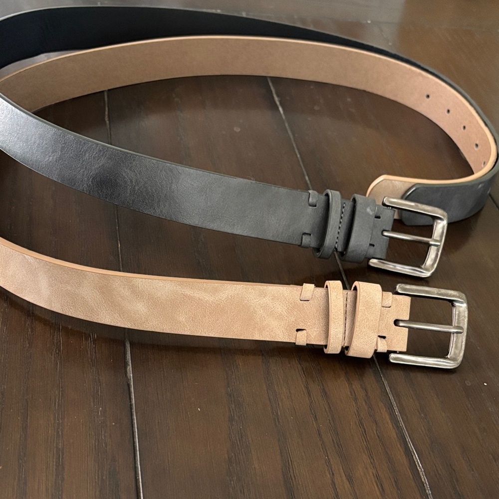 Women’s Buckle Gray and Tan Leather Belts